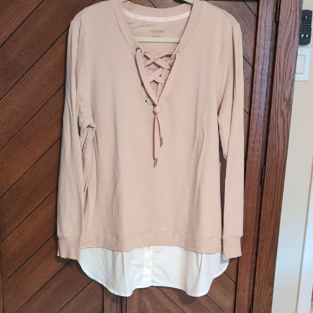 Calvin Klein Blush Pink Lace-Up Top